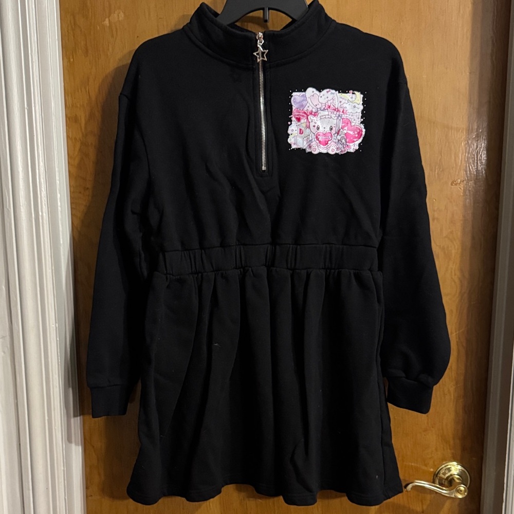 Black Half-Zip Sweater Dress